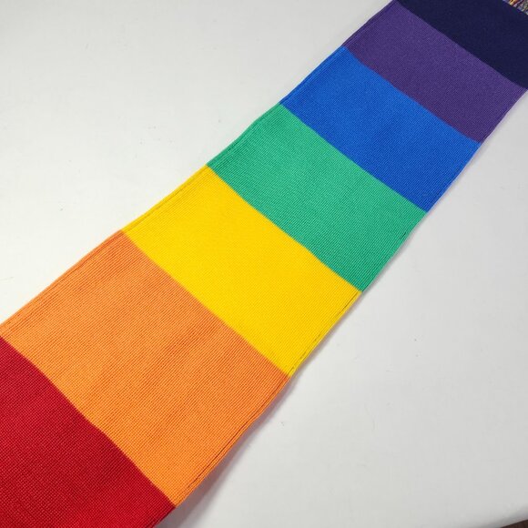 Rainbow Pride Neck Scarf 61"x7" Amazon Promo Embroidered Stitch Logo Fringe Tip - Picture 8 of 11